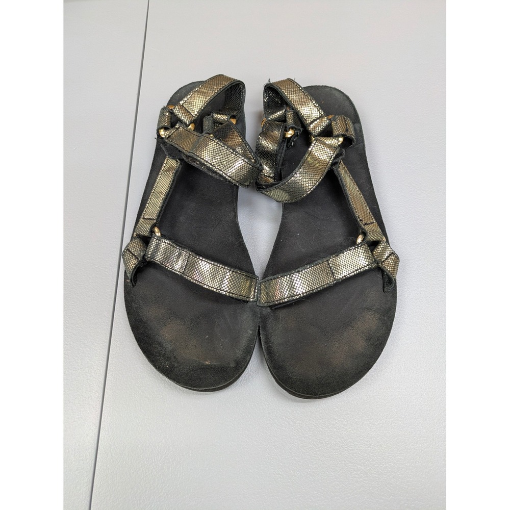 Teva Sandals‎ Womens Size 8 Metallic Gold Strappy Festival Glam Edgy Chic